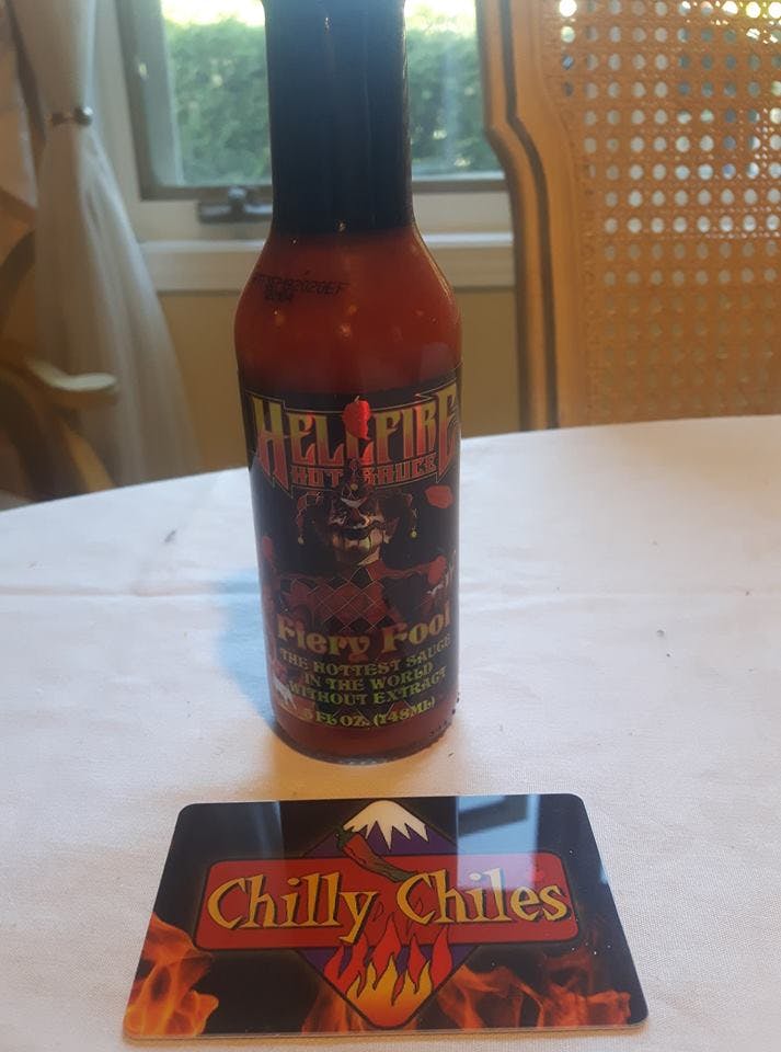 Hellfire Fiery Fool Hot Sauce Chilly Chiles 